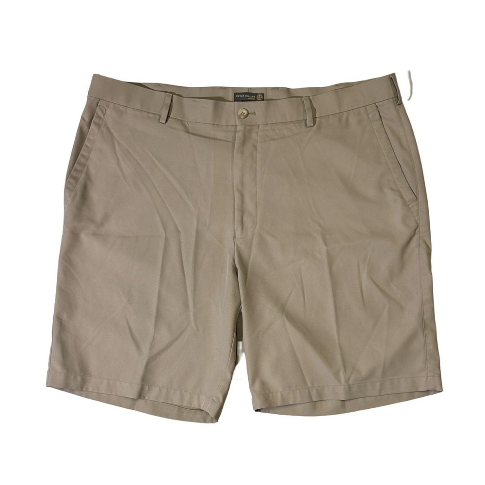 Peter Millar mens 40 khaki tan wicking performance golf shorts EuC